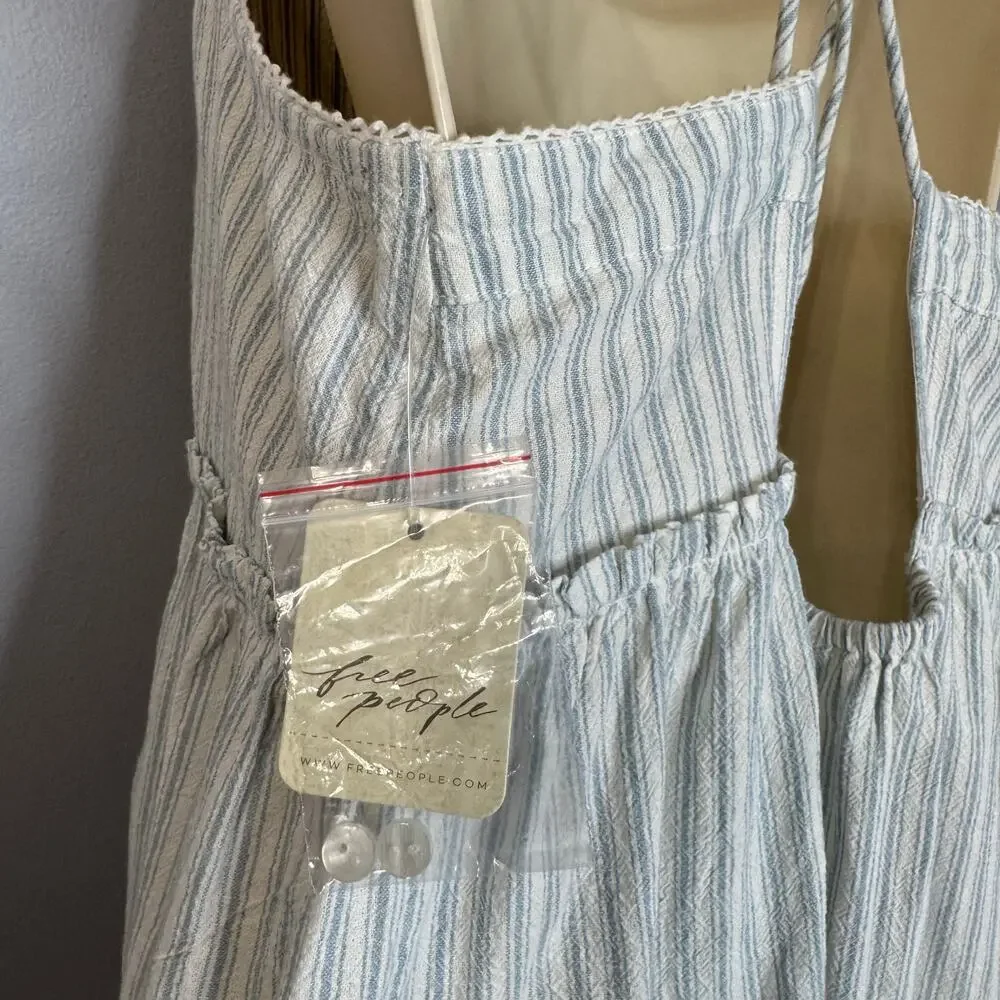 Free People Women's Desert Days Stripe Babydoll Mini Dress Beach Vacation Sz S